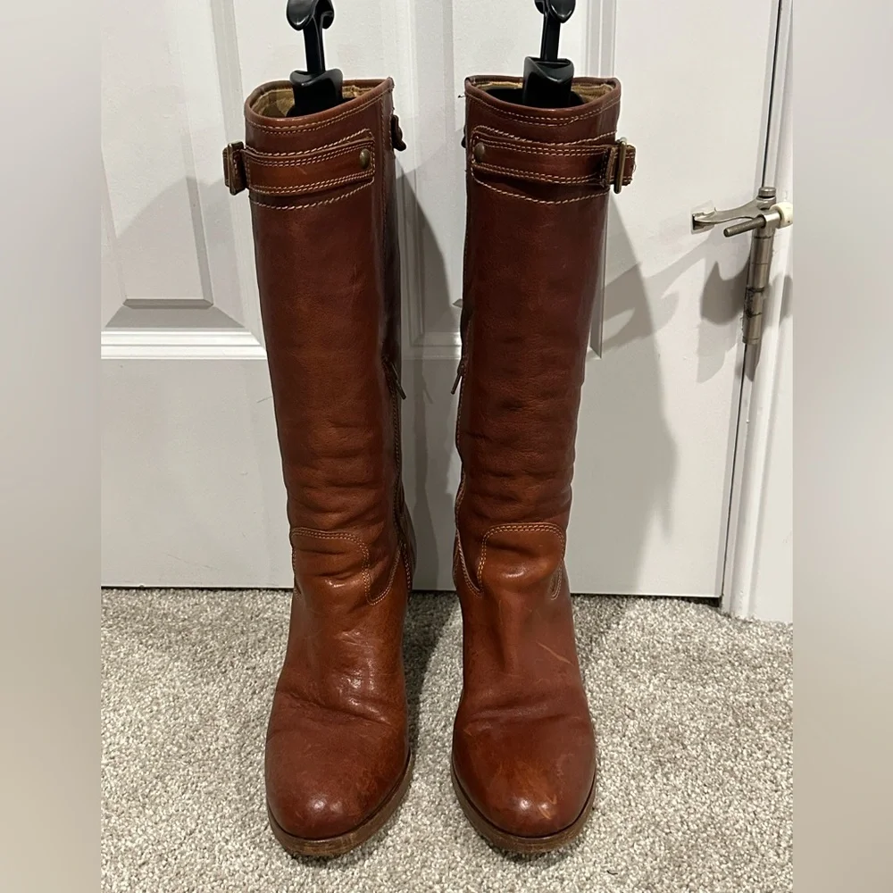 COACH Maxene Calf Q262 Boots - Whiskey 10 - Picture 2 of 9